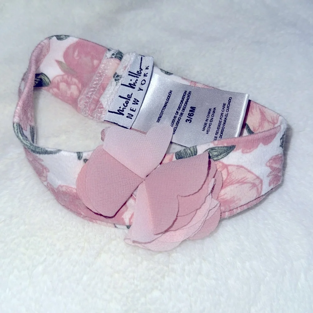 Nicole Miller Girls 3-6 Months Pink Floral Hairband‎